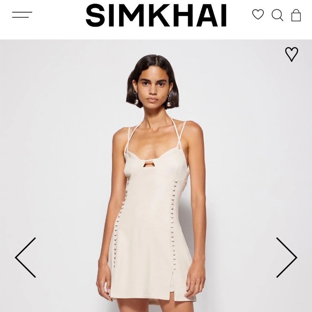 Jonathan Simkhai Cream Mini Dress with Lace-Up Sides